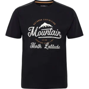 Czarny T-shirt z górskim nadrukiem Allsize