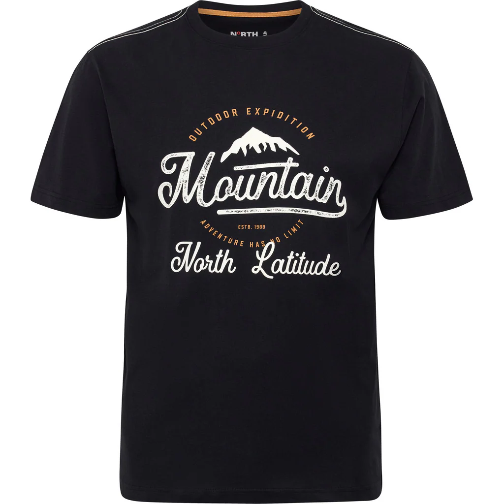 Czarny T-shirt z górskim nadrukiem Allsize