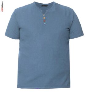 Błękitny T-shirt letni z guziczkami Maxfort