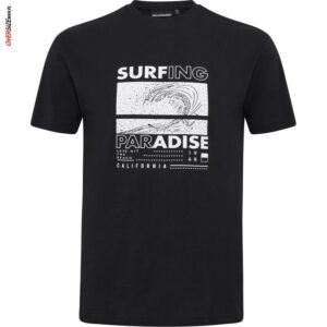 Czarny T-shirt z kontrastowym nadrukiem Allsize