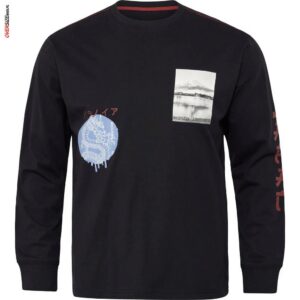 Czarny T-shirt z długim rękawem Allsize