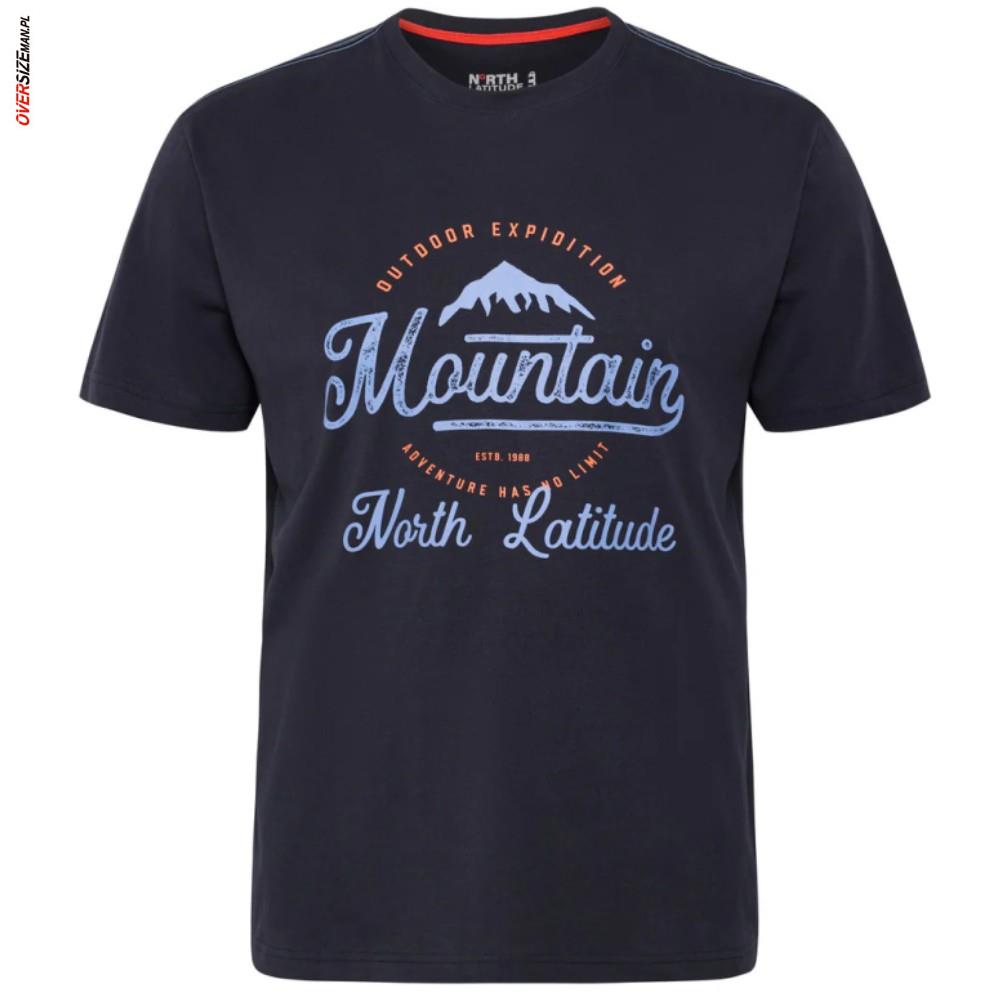 Granatowy T-shirt z górskim nadrukiem Allsize