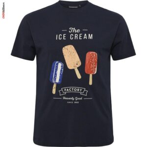 Granatowy T-shirt z nadrukiem Allsize