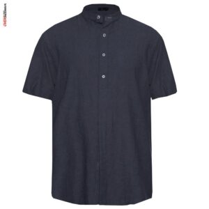 Czarna lniana koszula z krótkim rękawem Maxfort