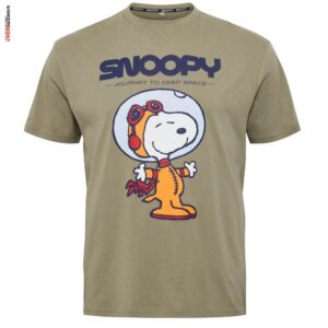 Oliwkowy T-shirt z nadrukiem Snoopy Allsize