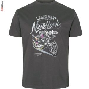 Grafitowy T-shirt z motocyklem Maxfort