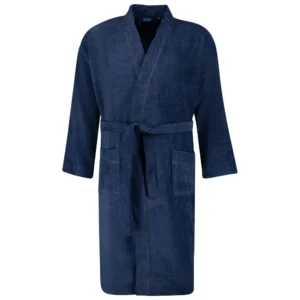 Granatowy szlafrok bawełniany frotte splot ADAMO