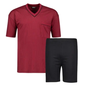 Bordowa pidżama z krótkim rękawem i szortami ADAMO