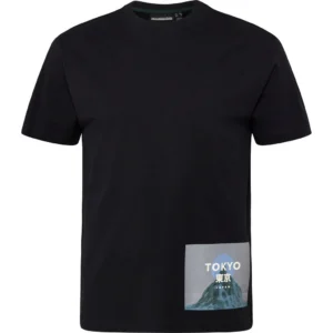 Czarny T-shirt z drobnym nadrukiem Allsize