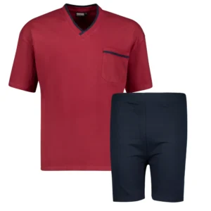 Bordowa pidżama męska z krótkim rękawem i szortami ADAMO