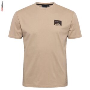 Beżowy T-shirt z nadrukiem na plecach Allsize