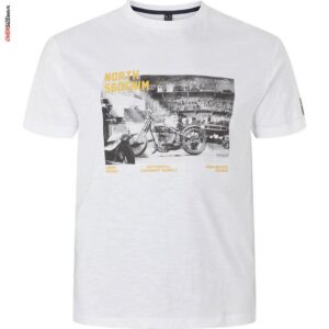 Biały T-shirt z motocyklem Allsize