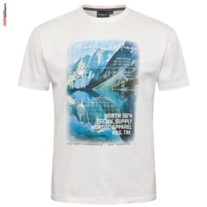 Biały T-shirt z nadrukiem górskim Allsize