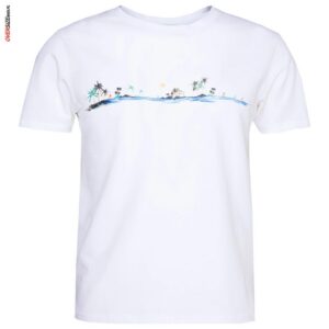Biały T-shirt z wakacyjnym motywem Maxfort