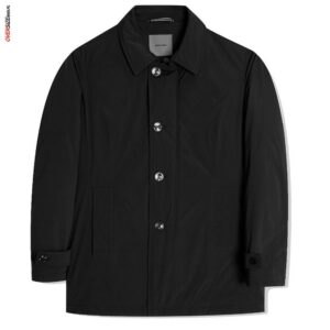 Czarny, elegancki płaszcz Pierre Cardin