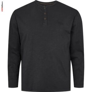 Grafitowy T-shirt z długim rękawem i guziczkami Allsize