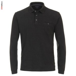 Grafitowe polo z długim rękawem Casa Moda