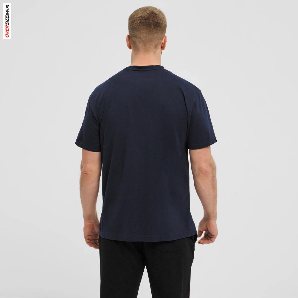 Granatowy T-shirt z nadrukiem górskim Allsize - obrazek 4