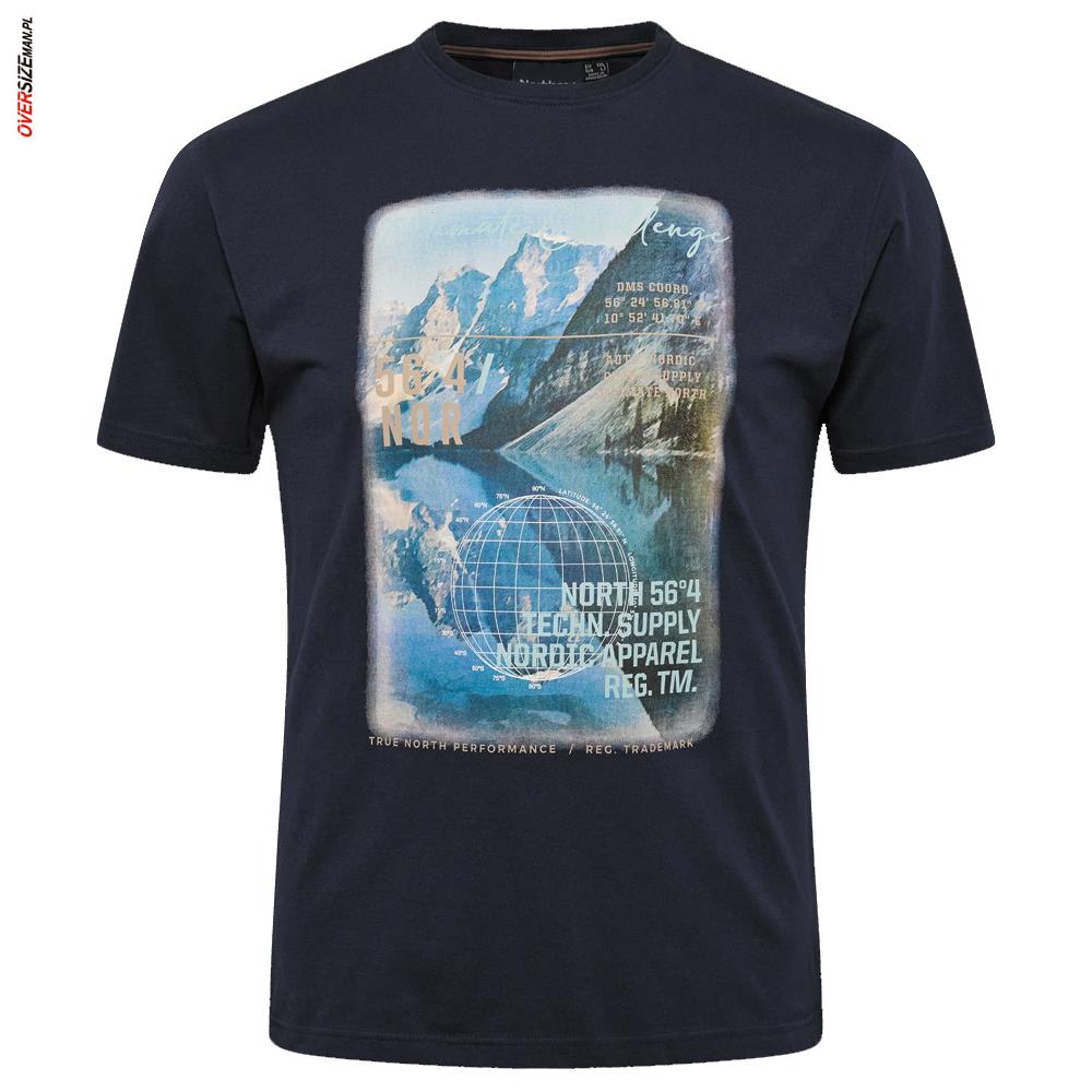 Granatowy T-shirt z nadrukiem górskim Allsize