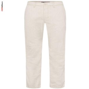 Beżowe spodnie lniane chino Pioneer
