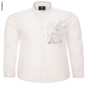 Biała koszula z długim rękawem z nadrukiem Campione