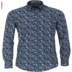 Kolorowa koszula z długim rękawem, w geometryczny wzór Casa Moda