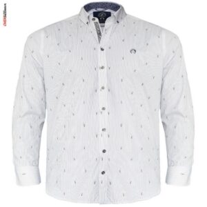 Biała koszula z długim rękawem w nadruki wędkarzy Campione
