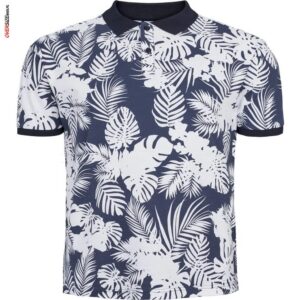 Biało-granatowe polo w kwiaty Allsize
