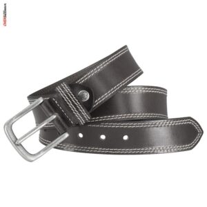 Czarny skórzany pasek z kontrastowym przeszyciem Lindenmann