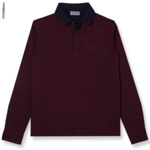 Bordowe polo z długim rękawem Pierre Cardin