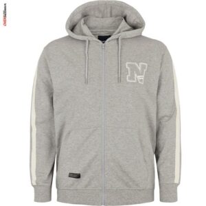 Szara bluza rozpinana z drobnym haftem na piersi Allsize