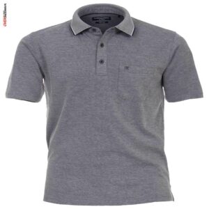 Szara koszulka polo z krótkim rękawem Casa Moda