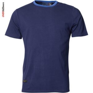 Granatowy T-shirt z kontrastowym dekoltem Allsize