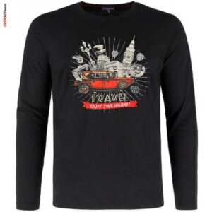 Czarna koszulka z długim rękawem z  nadrukiem Maxfort