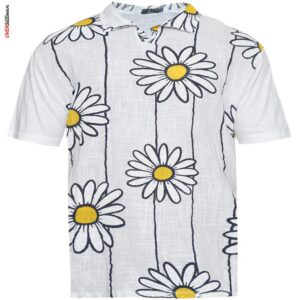 Koszula w stylu polo z krótkim rękawem w kwiaty Maxfort