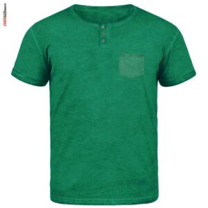 Zielony T-shirt z guziczkami i kieszonką Maxfort