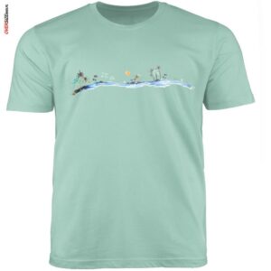 Miętowy T-shirt z wakacyjnym motywem Maxfort