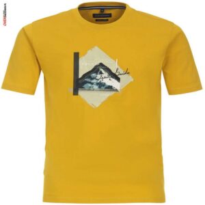 Żółty T-shirt z nadrukiem Casa Moda