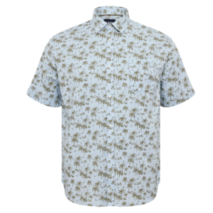 Błękitna koszula z krótkim rękawem, w palmy Allsize