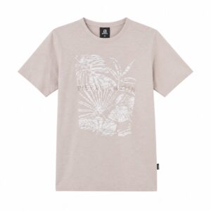 Beżowy T-shirt z roślinnym motywem Pierre Cardin