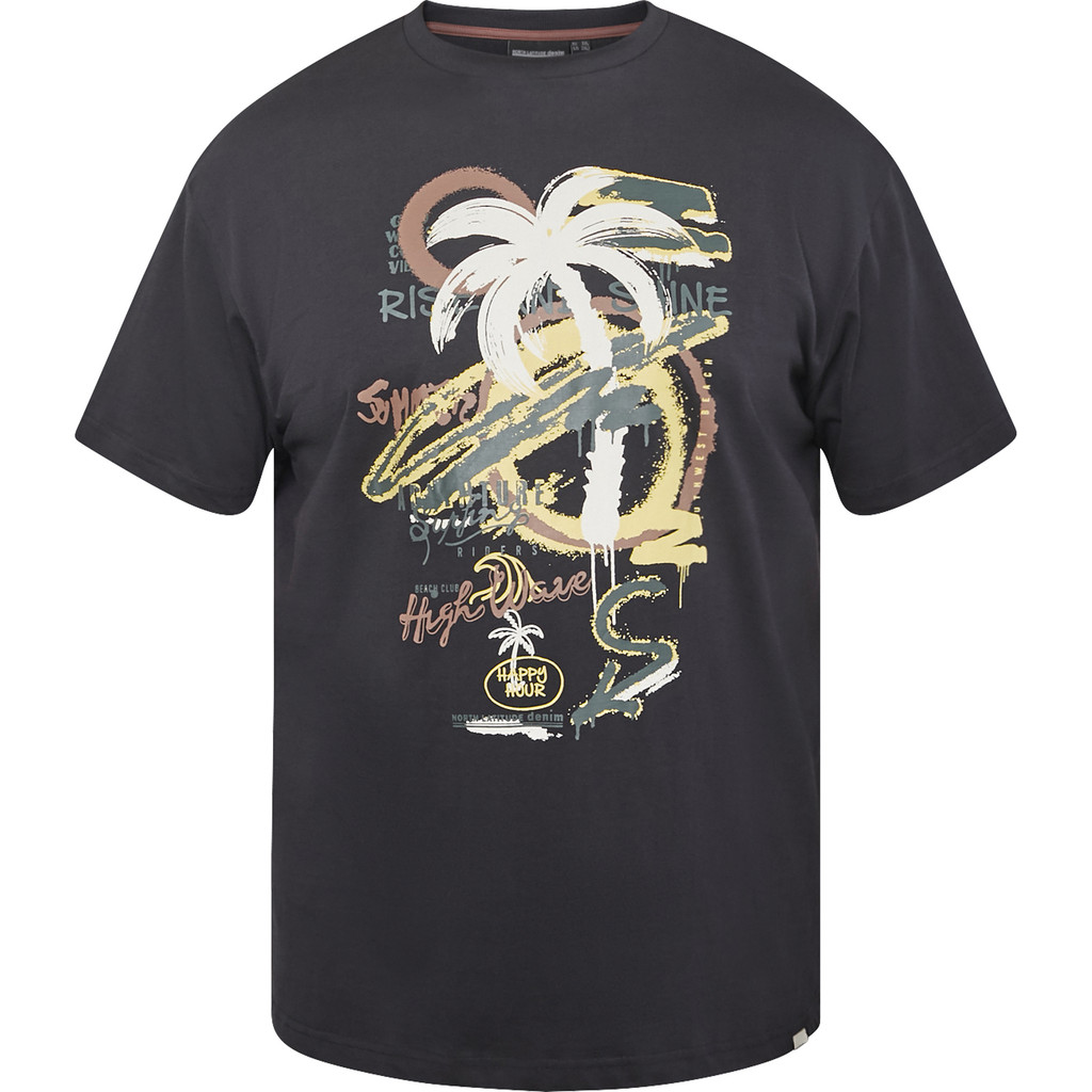 Czarny T-shirt z surferskim nadrukiem Allsize