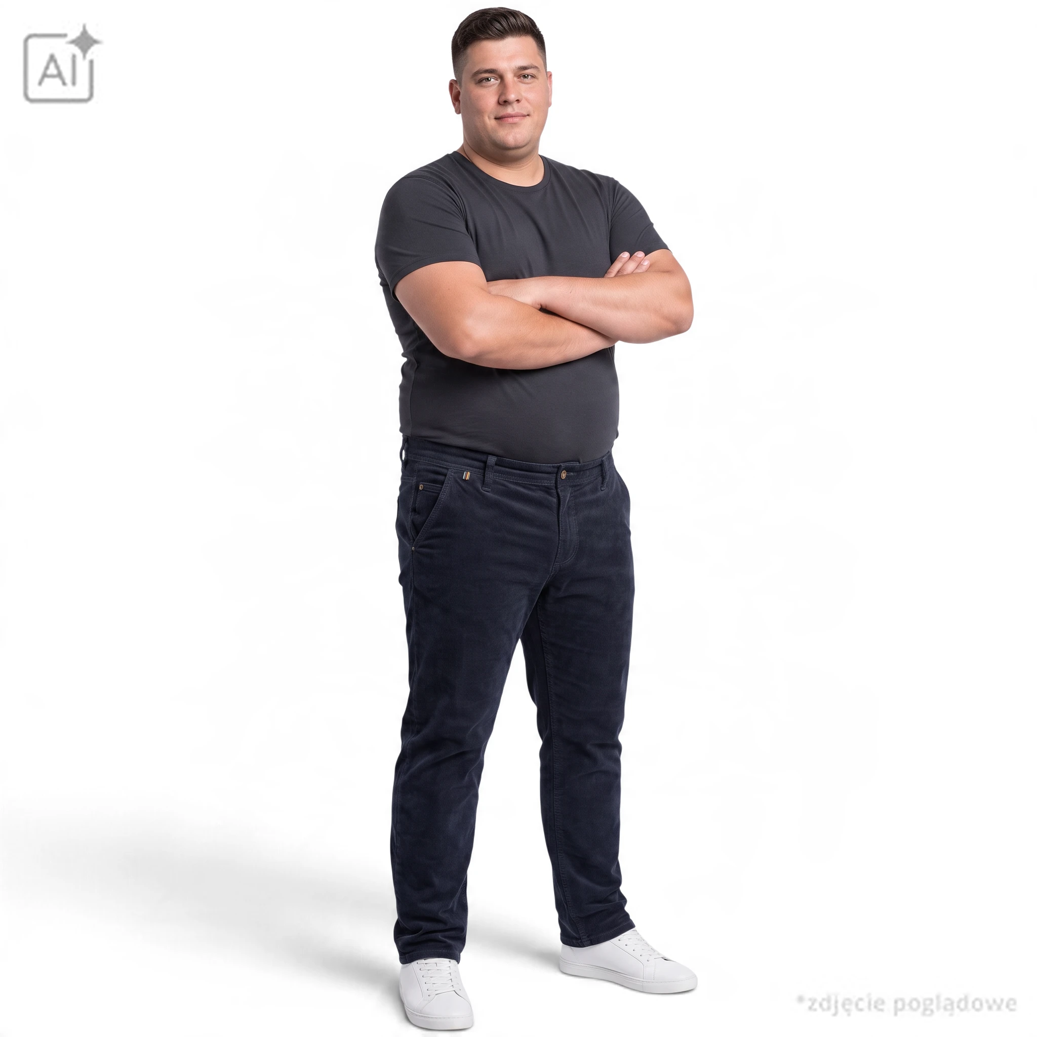 Granatowe sztruksy chino Redpoint Odessa - obrazek 4