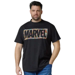 Czarny T-shirt z nadrukiem Marvel Allsize