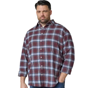 Bordowa koszula flanelowa w kratę Allsize
