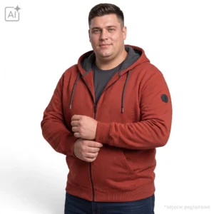 Ceglasta bluza z kapturem Casa Moda
