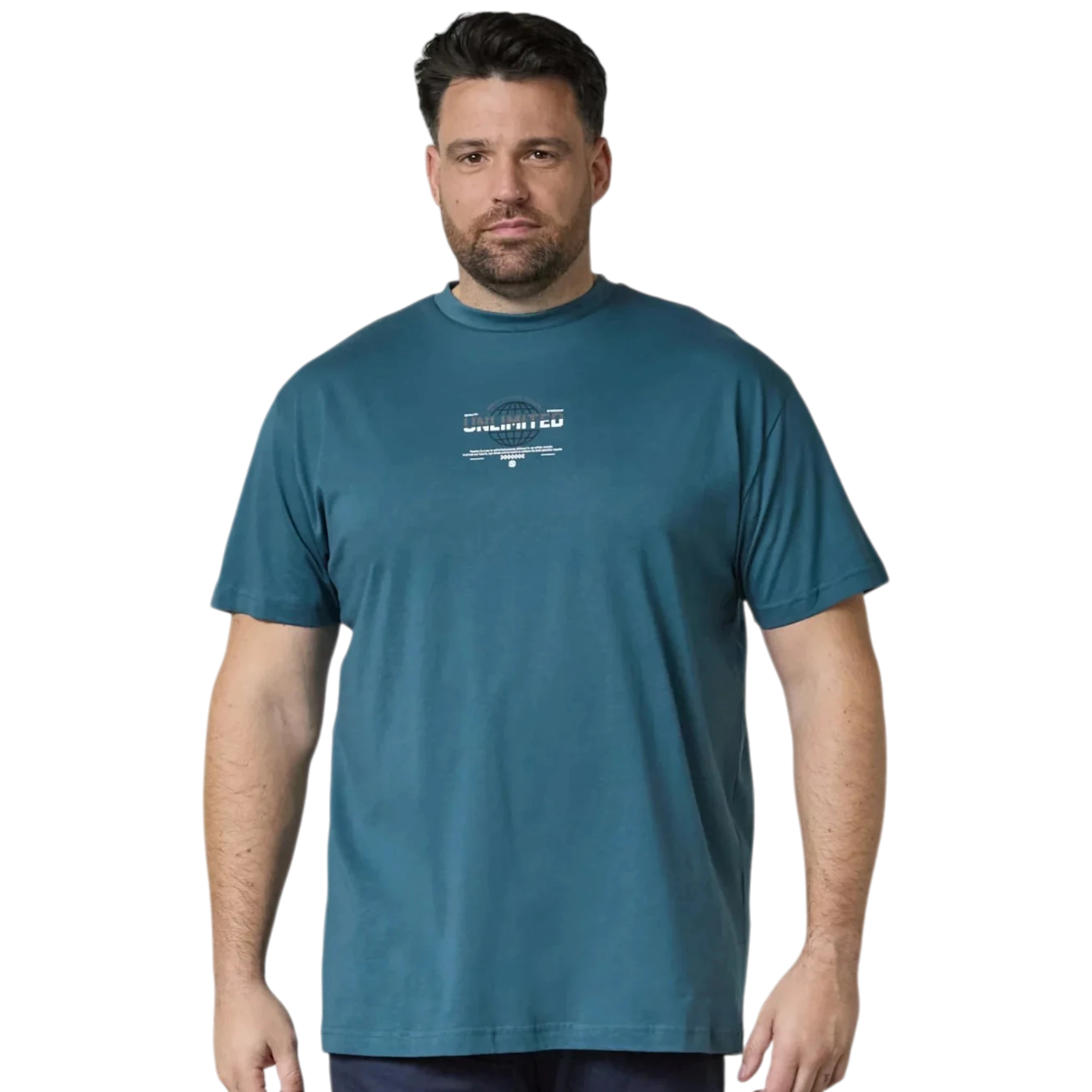 Turkusowy T-shirt z nadrukiem Allsize