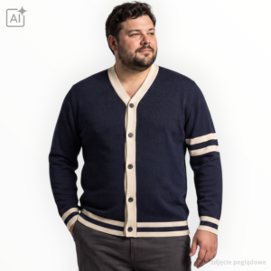 Granatowy sweter z guzikami Allsize